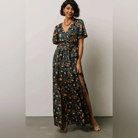 chinese dress ladies Baltic Born Womens Sicily Satin Maxi Dress | Rust